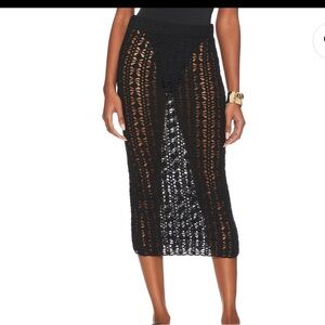 L’Academie Odilie Crochet Midi skirt